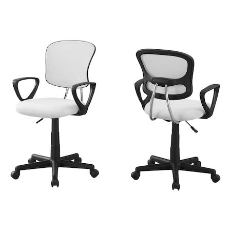 Monarch Specialties Office Chair, Swivel, Ergonomic, Armrests, Computer Desk, Work, Juvenile, Metal, White I 7261